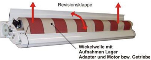 Kassettenmarkise mit Revisionsdeckel